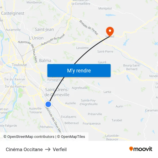 Cinéma Occitane to Verfeil map