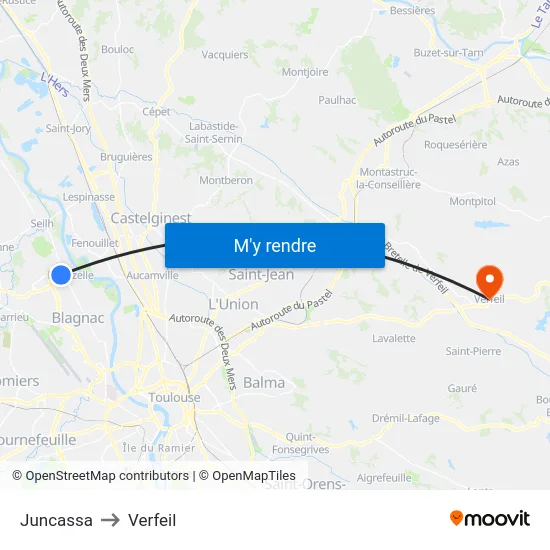Juncassa to Verfeil map