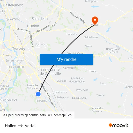 Halles to Verfeil map