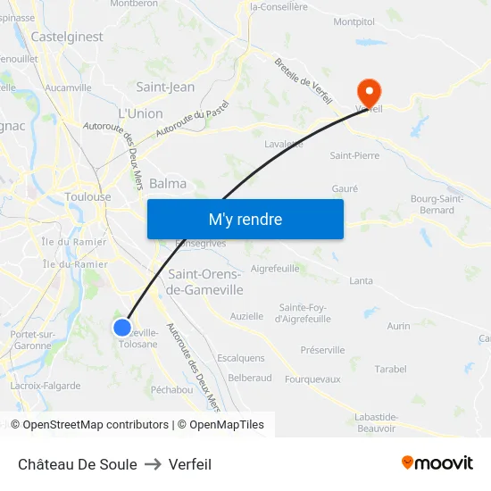 Château De Soule to Verfeil map