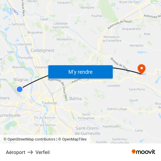 Aéroport to Verfeil map