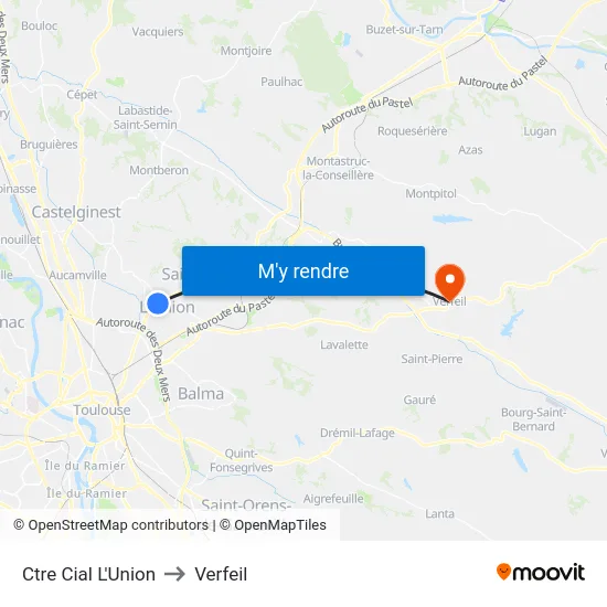 Ctre Cial L'Union to Verfeil map