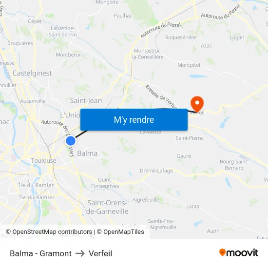 Balma - Gramont to Verfeil map