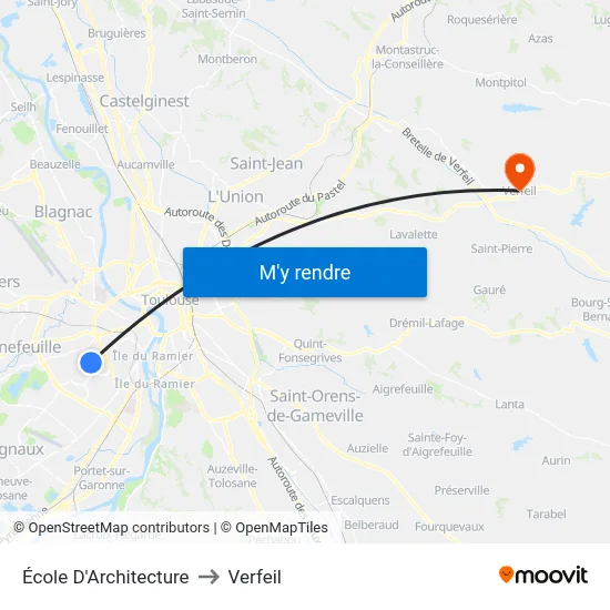 École D'Architecture to Verfeil map