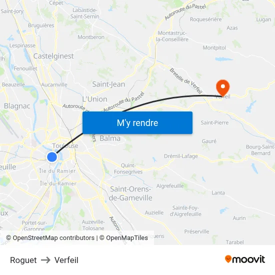 Roguet to Verfeil map