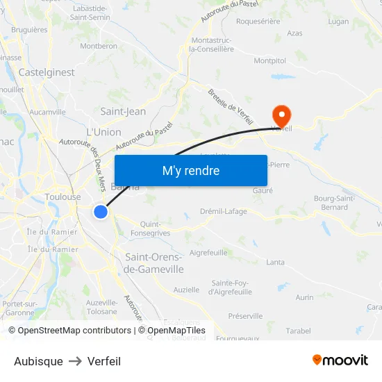 Aubisque to Verfeil map