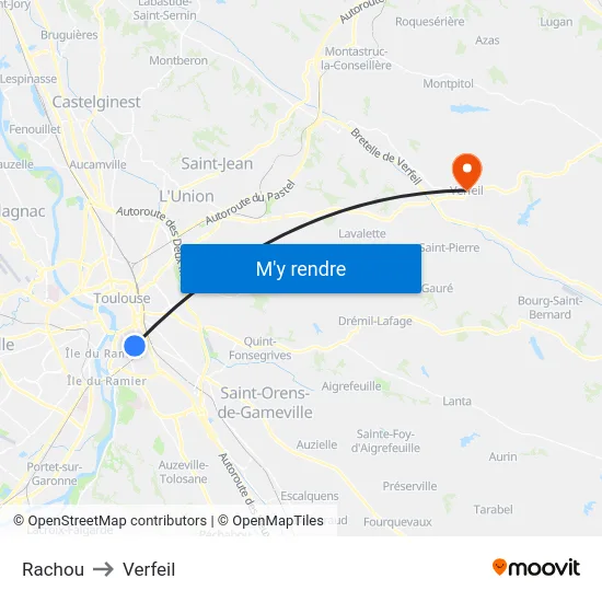 Rachou to Verfeil map