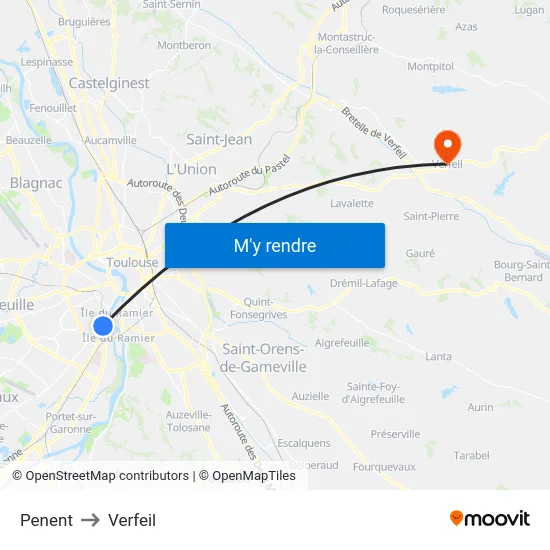 Penent to Verfeil map