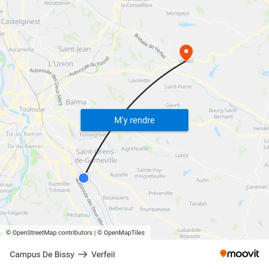 Campus De Bissy to Verfeil map