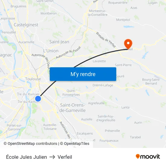 École Jules Julien to Verfeil map