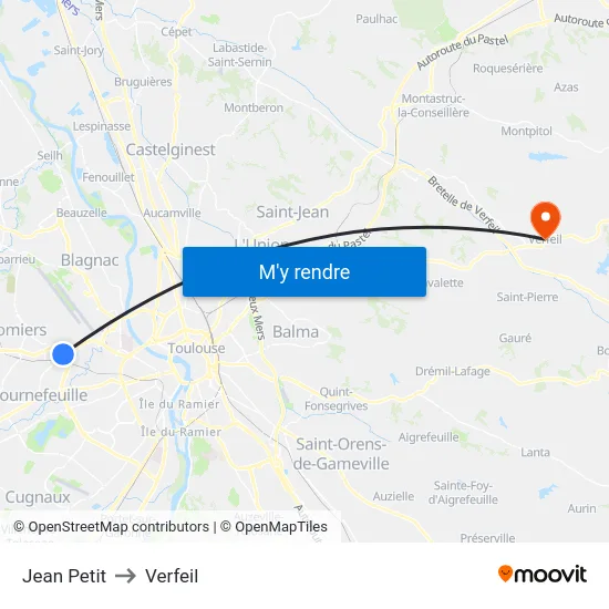 Jean Petit to Verfeil map