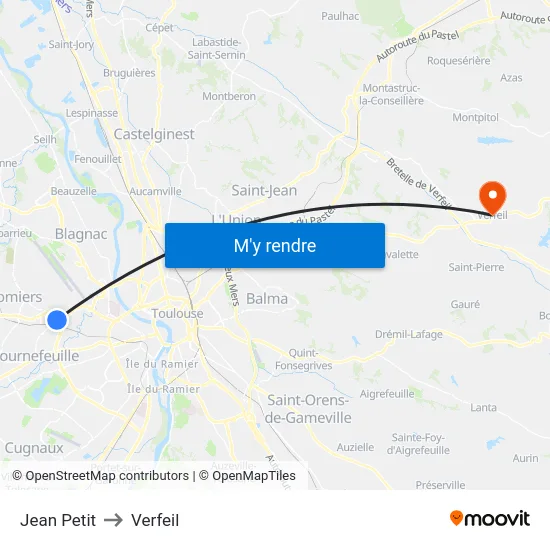 Jean Petit to Verfeil map