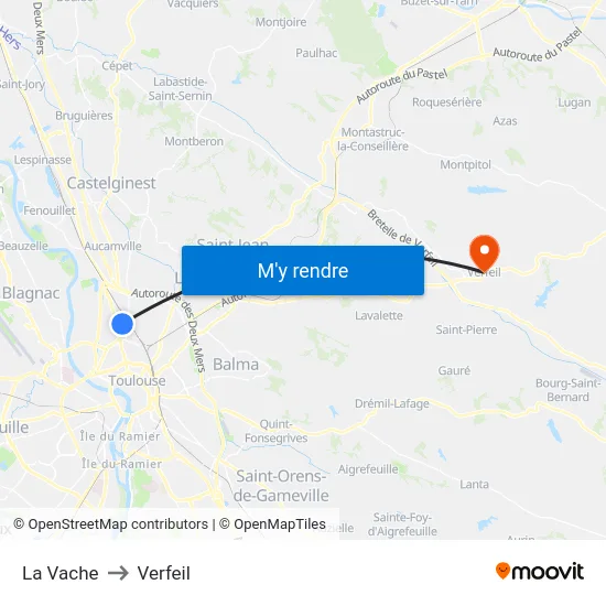 La Vache to Verfeil map