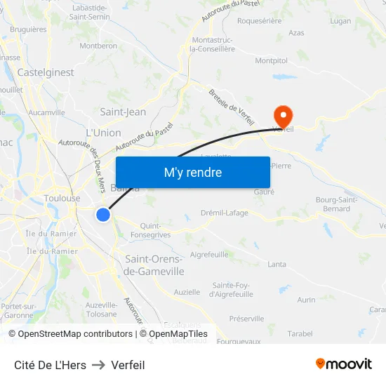 Cité De L'Hers to Verfeil map