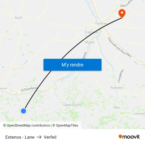 Estenos - Lane to Verfeil map