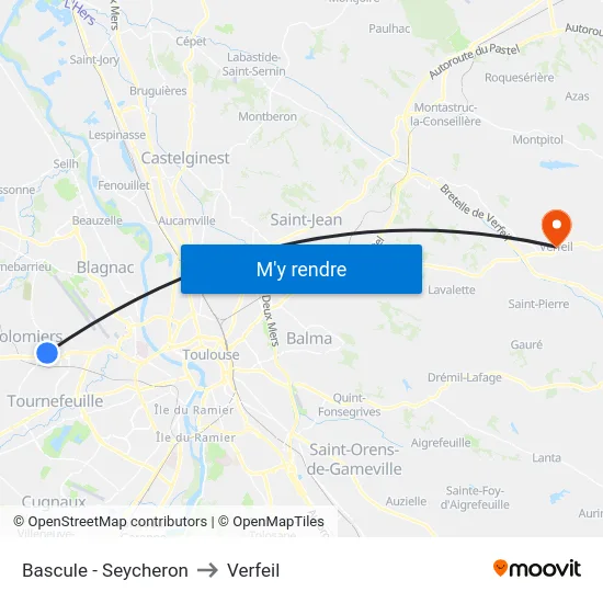 Bascule - Seycheron to Verfeil map