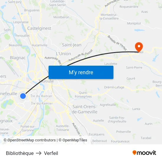 Bibliothèque to Verfeil map