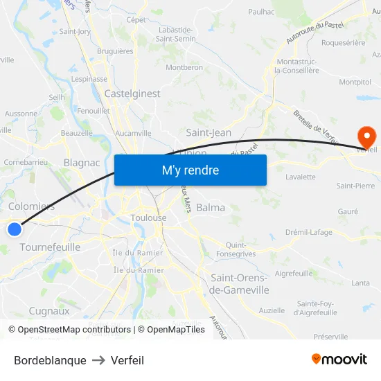 Bordeblanque to Verfeil map