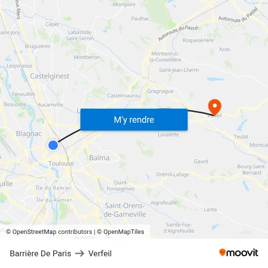 Barrière De Paris to Verfeil map