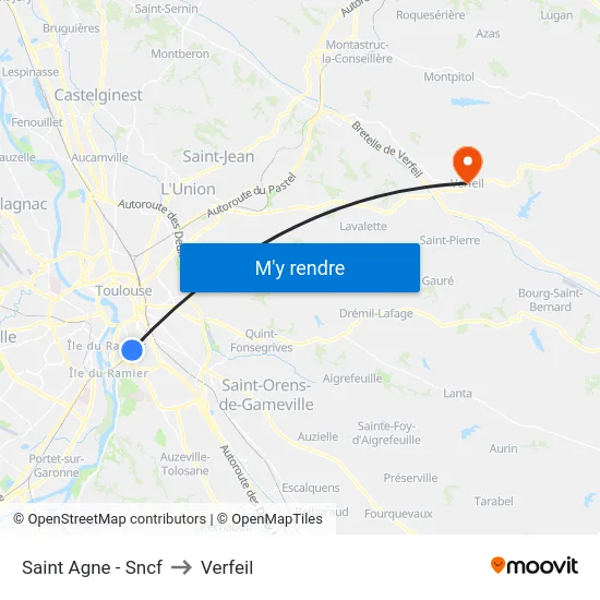 Saint Agne - Sncf to Verfeil map