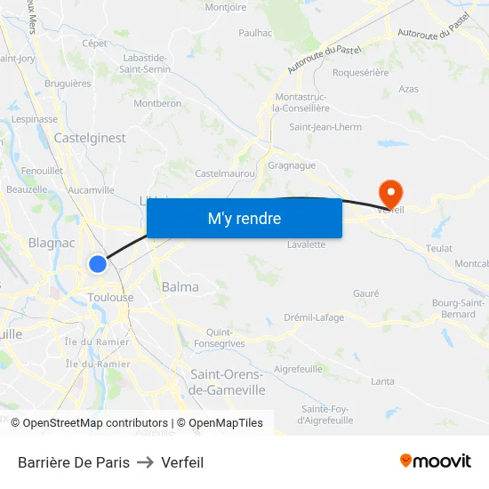 Barrière De Paris to Verfeil map