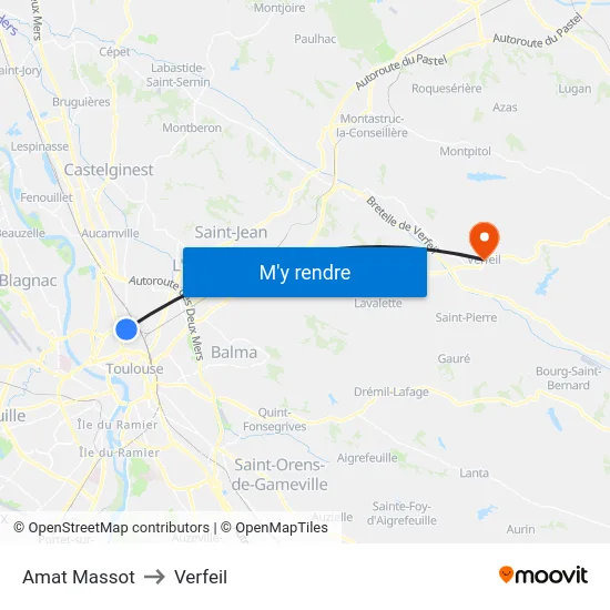 Amat Massot to Verfeil map