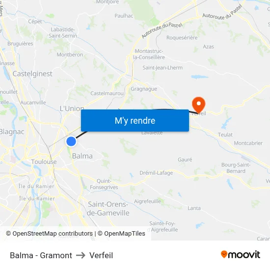 Balma - Gramont to Verfeil map