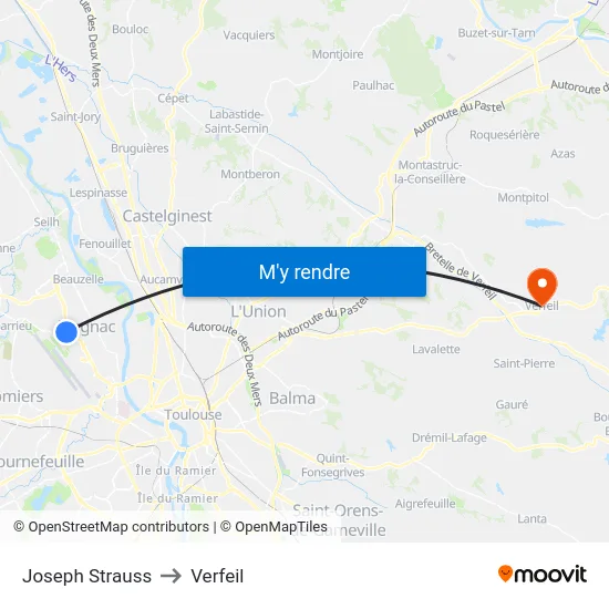 Joseph Strauss to Verfeil map