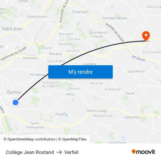 Collège Jean Rostand to Verfeil map