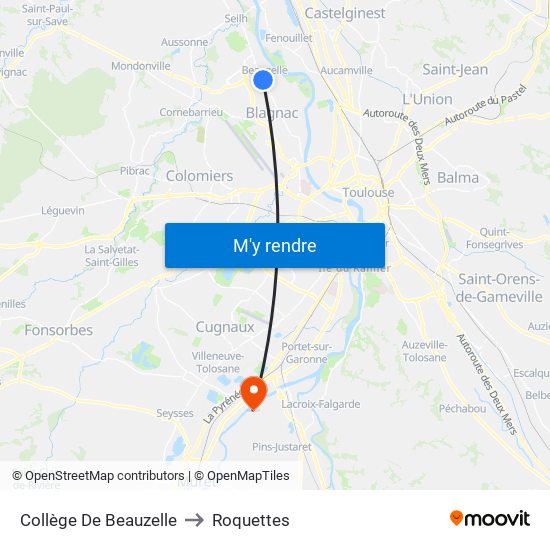 Collège De Beauzelle to Roquettes map