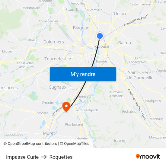 Impasse Curie to Roquettes map