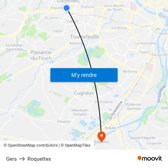 Gers to Roquettes map