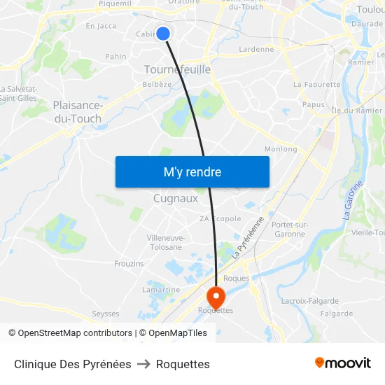 Clinique Des Pyrénées to Roquettes map