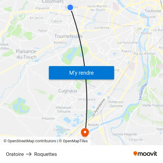 Oratoire to Roquettes map