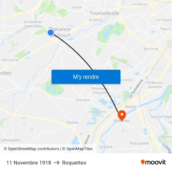 11 Novembre 1918 to Roquettes map