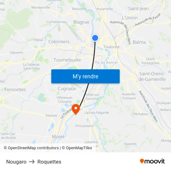 Nougaro to Roquettes map