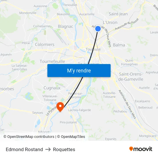 Edmond Rostand to Roquettes map