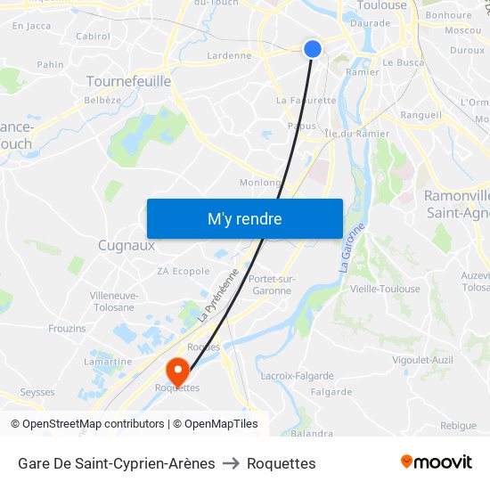 Gare De Saint-Cyprien-Arènes to Roquettes map