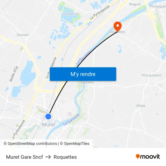 Muret Gare Sncf to Roquettes map