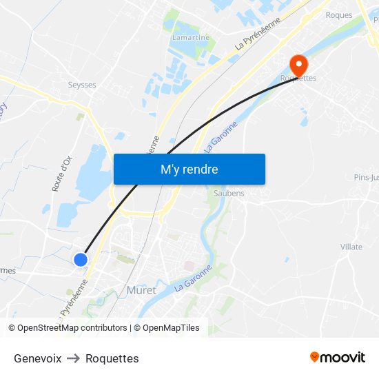 Genevoix to Roquettes map