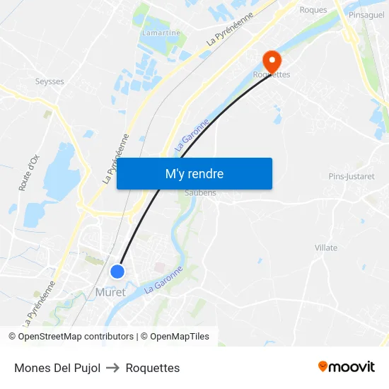 Mones Del Pujol to Roquettes map