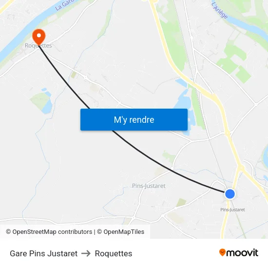 Gare Pins Justaret to Roquettes map