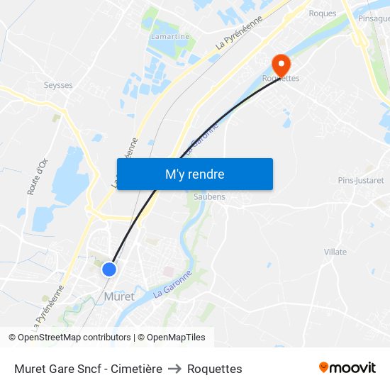 Muret Gare Sncf - Cimetière to Roquettes map