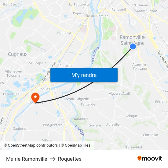 Mairie Ramonville to Roquettes map