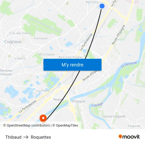 Thibaud to Roquettes map