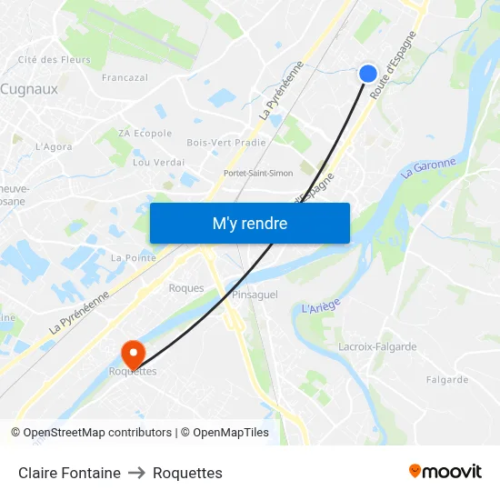 Claire Fontaine to Roquettes map