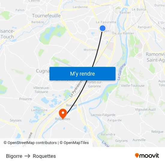 Bigorre to Roquettes map