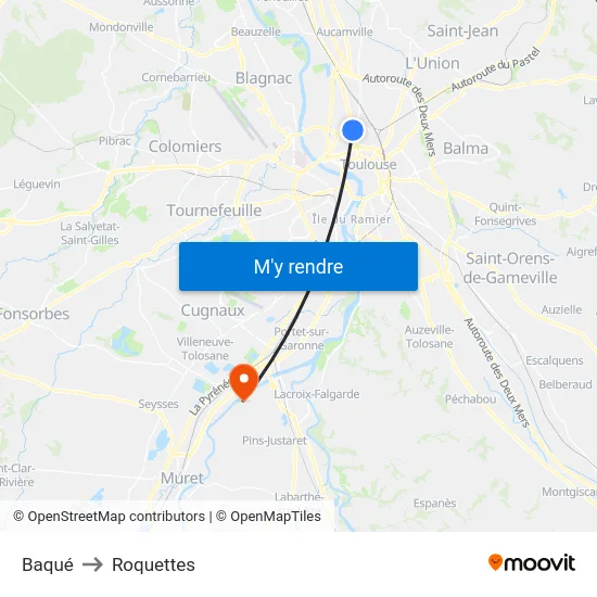 Baqué to Roquettes map