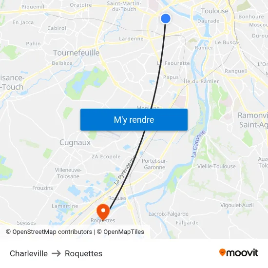 Charleville to Roquettes map