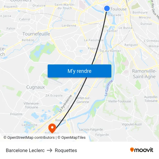 Barcelone Leclerc to Roquettes map